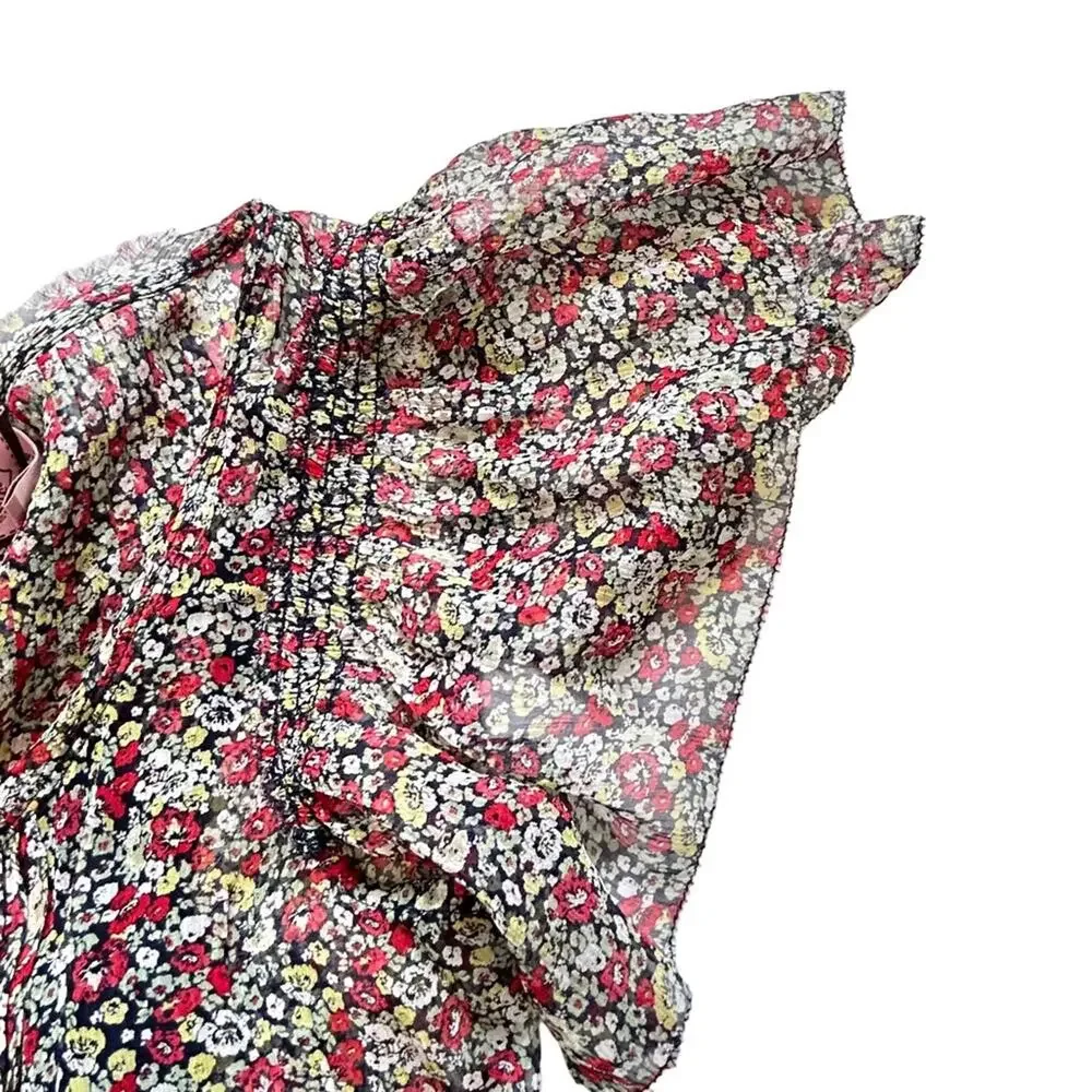 Juicy Couture Silk Felicity Floral Mini Dress in Cherry Size 0 NWT
